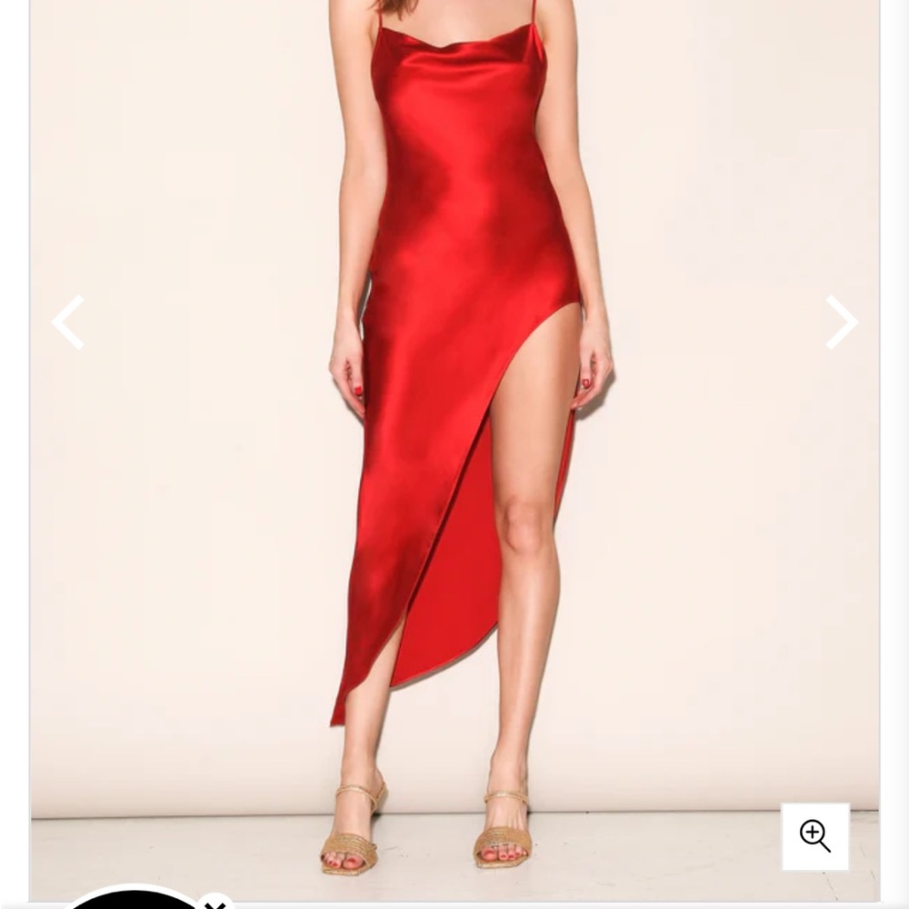 Elegant Red Silk Asymmetrical Dress